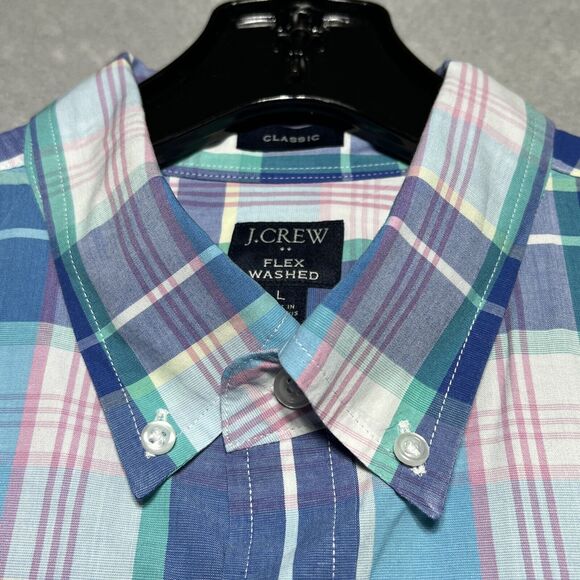 J Crew Flexed Washed Classic Plaid Button Down Shirt Men’s Size: L - Picture 4 of 9
